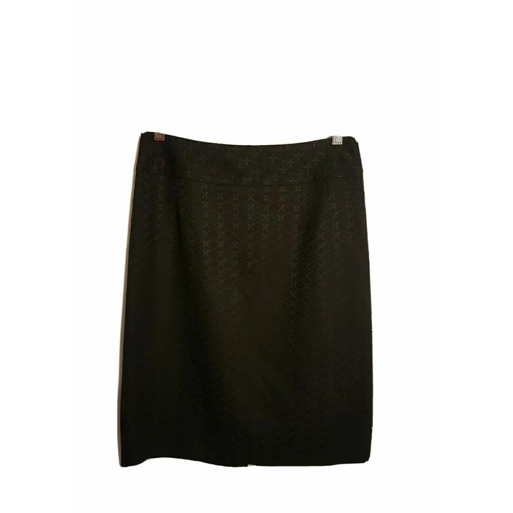 Piazza Sempione Black Jacquard Slit Pencil Knee Skirt Made in Italy IT 42 US 6 M